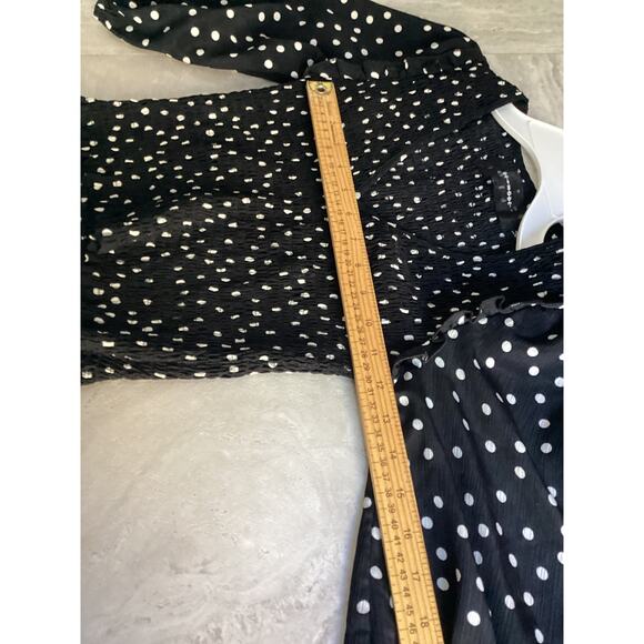 Code x Mode Women's Long-Sleeve Black Dot-Bubble Blouse Size XS - Picture 3 of 6